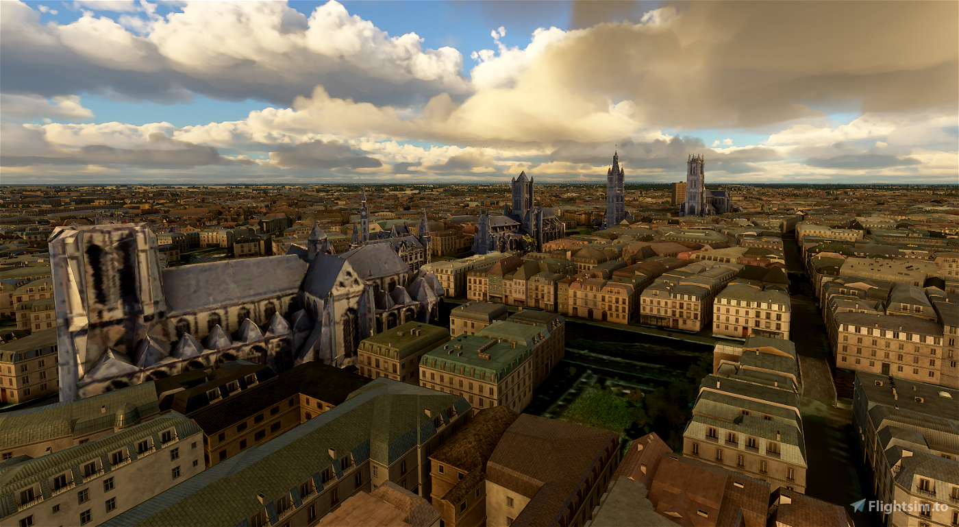 Cathedrals and churches in Ghent, Belgium のために Microsoft Flight ...