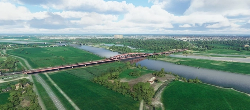 Zwolle - Railway Bridge Hanzeboog (red color)