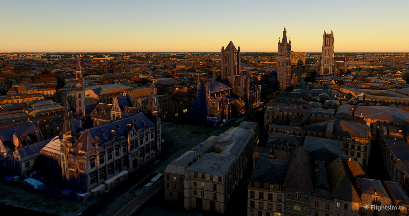 Cathedrals and churches in Ghent, Belgium のために Microsoft Flight ...