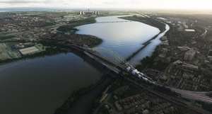 Silver Jubilee Bridge & Runcorn Railway Bridge, River Mersey, England thumbnail 5