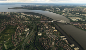 Silver Jubilee Bridge & Runcorn Railway Bridge, River Mersey, England thumbnail 3