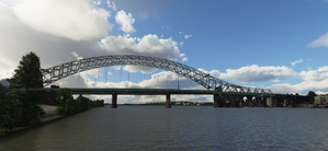 Silver Jubilee Bridge & Runcorn Railway Bridge, River Mersey, England thumbnail 6