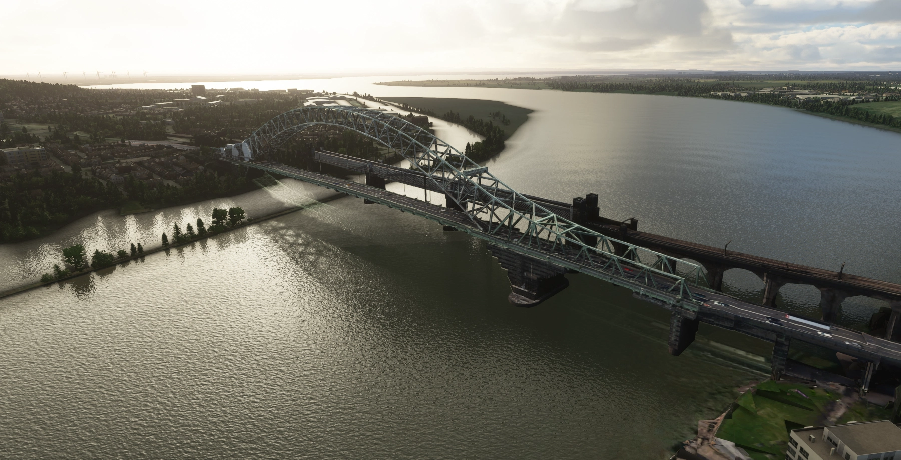 Silver Jubilee Bridge & Runcorn Railway Bridge, River Mersey, England - Image 1