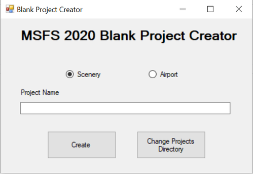 MSFS 2020 Blank Project Creator