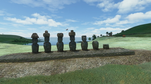 Anakena beach (Easter Island) with Moai statues