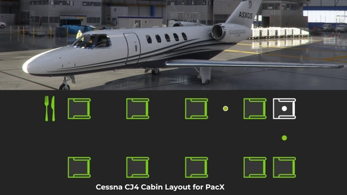 Cessna Citation CJ4 Cabin Layout for PACX.