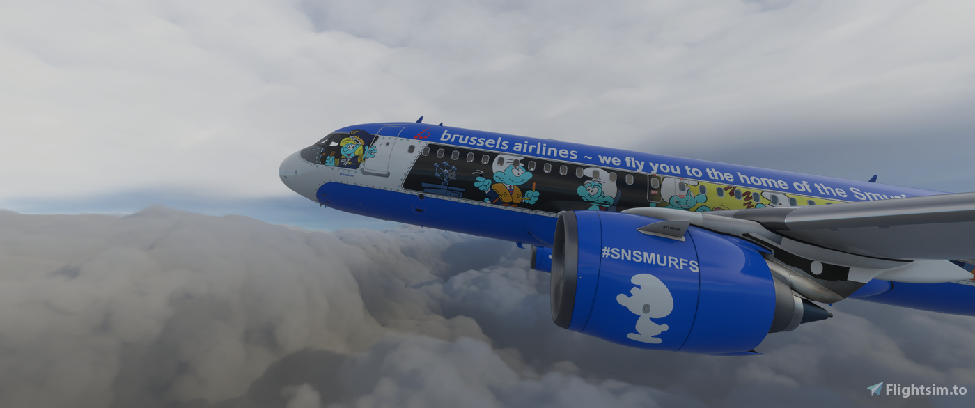 SN A320 Airlinertags ブリュッセル航空スマーフ コラボ特別機 Aerosmurf | Brussels Airlines