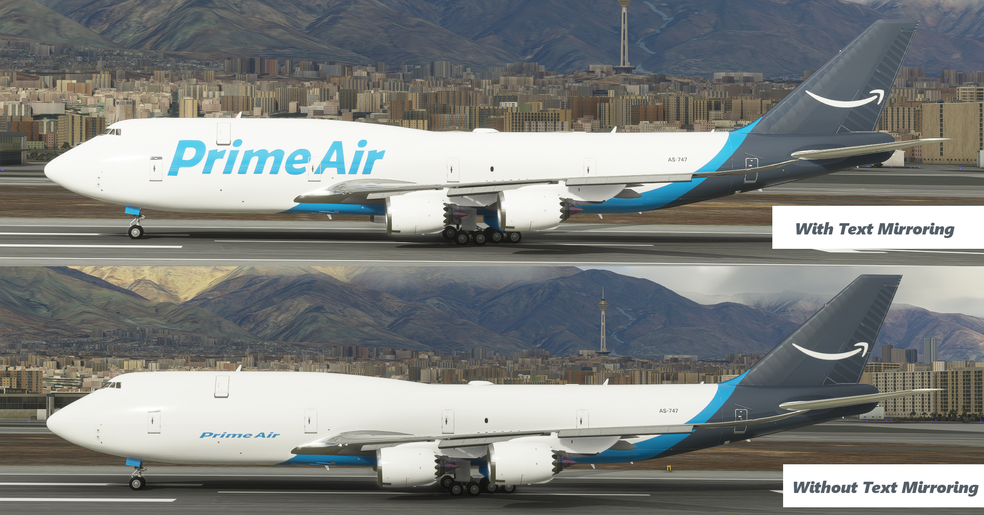Amazon Prime Air Boeing 747-8 - 8K ( 2 Versions | with and without text mirroring ) - Image 1