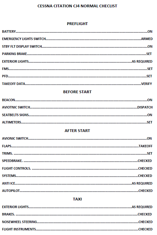 CJ4 compressed checklist - Image 1