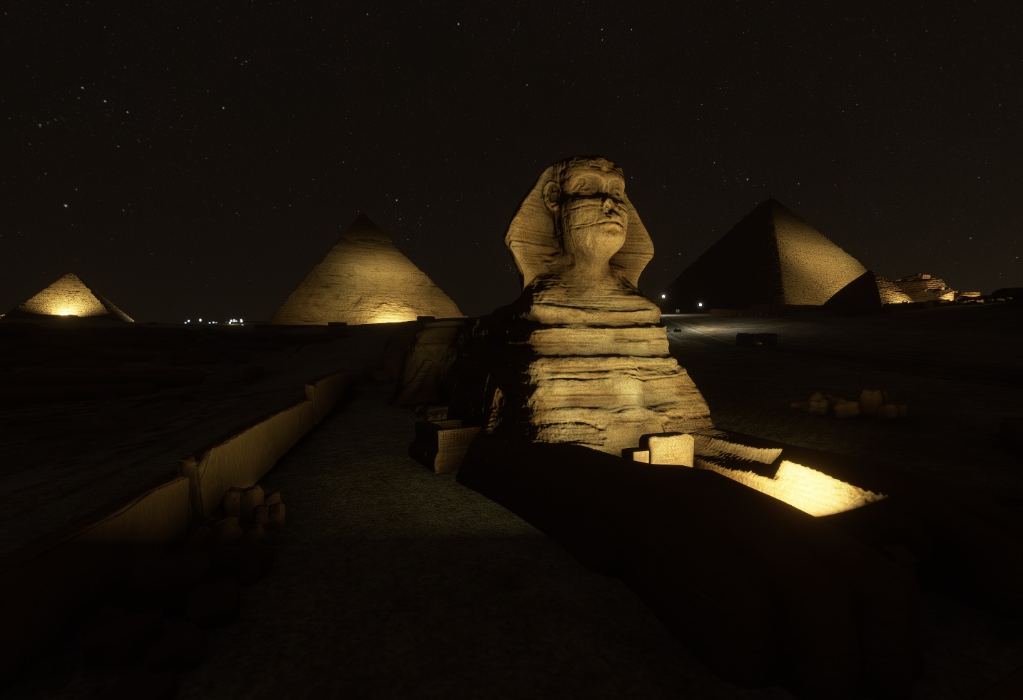 The Great Pyramids + Sphinx of Giza, Cairo, EGY - NIGHT LIGHTING SET - Image 1