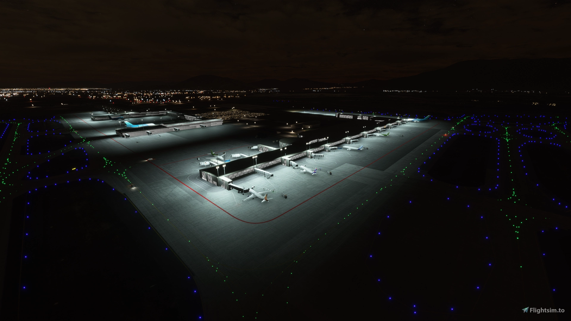 Aeropuerto Internacional Arturo Merino Benítez (SCEL) - Night lights (luces nocturnas) - Image 1