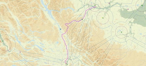Fort St. John BC to Prince George VFR flight plan route