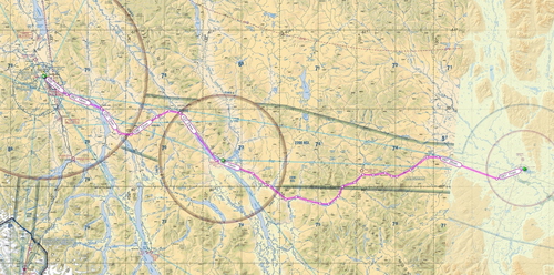 Watson Lake to Whitehorse VFR route flight plan