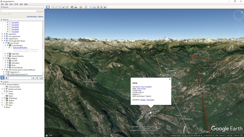 KML Flight plan Cerrione LILE to Aosta LIMW