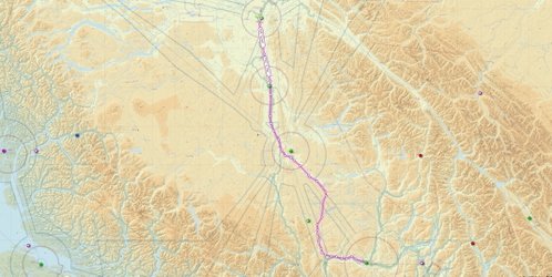 Prince George BC to Kamloops VFR route flight plan