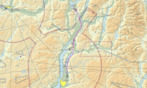 Kelowna BC to Salmon Arm VFR route flight plan