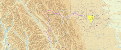 Calgary Springbank to Fairmont Hot Springs VFR route flightplan