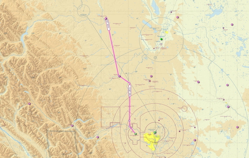Rocky Mountain House to Calgary Springbank via Sundre Flight Plan