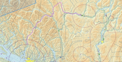 Kamloops BC to Squamish BC VFR route flight plan
