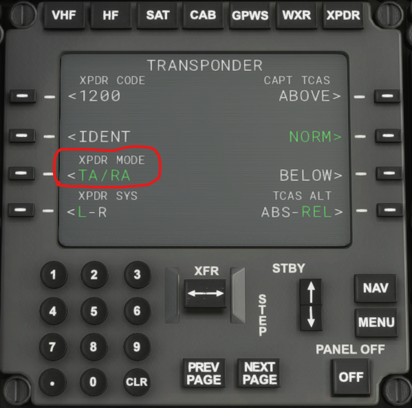 Boeing 787-10 TCAS Mode Selector Alternate - Image 1