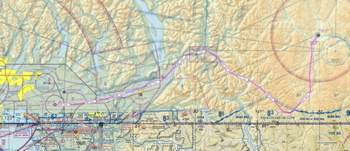 Princeton BC to Langley BC VFR flight plan route