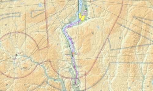 Oliver BC to Kelowna VFR route flight plan