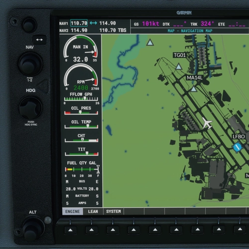 Moulinsart Cessna CT182T Plus (G1000 MFD Engine-Lean-System pages)