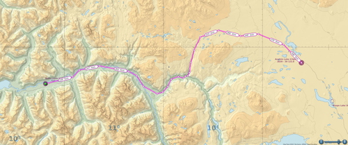 Bella Coola to Anahim Lake VFR route flight plan