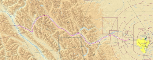 Golden BC to Calgary Springbank VFR route flight plan