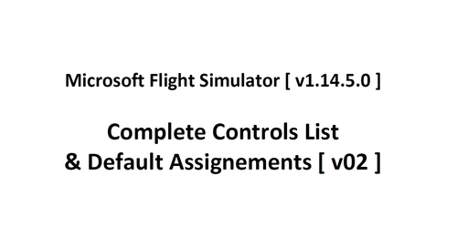 MSFS Controls List