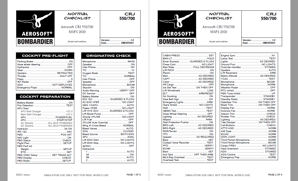 CRJ 550/700 PDF Checklist - Image 1