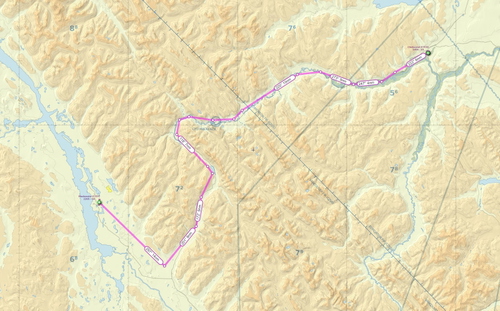 Chetwynd BC CYCQ to Mackenzie BC CYZY VFR route flight plan