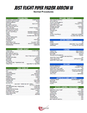 JUSTFLIGHT Piper PA28R Arrow III Checklist thumbnail 2