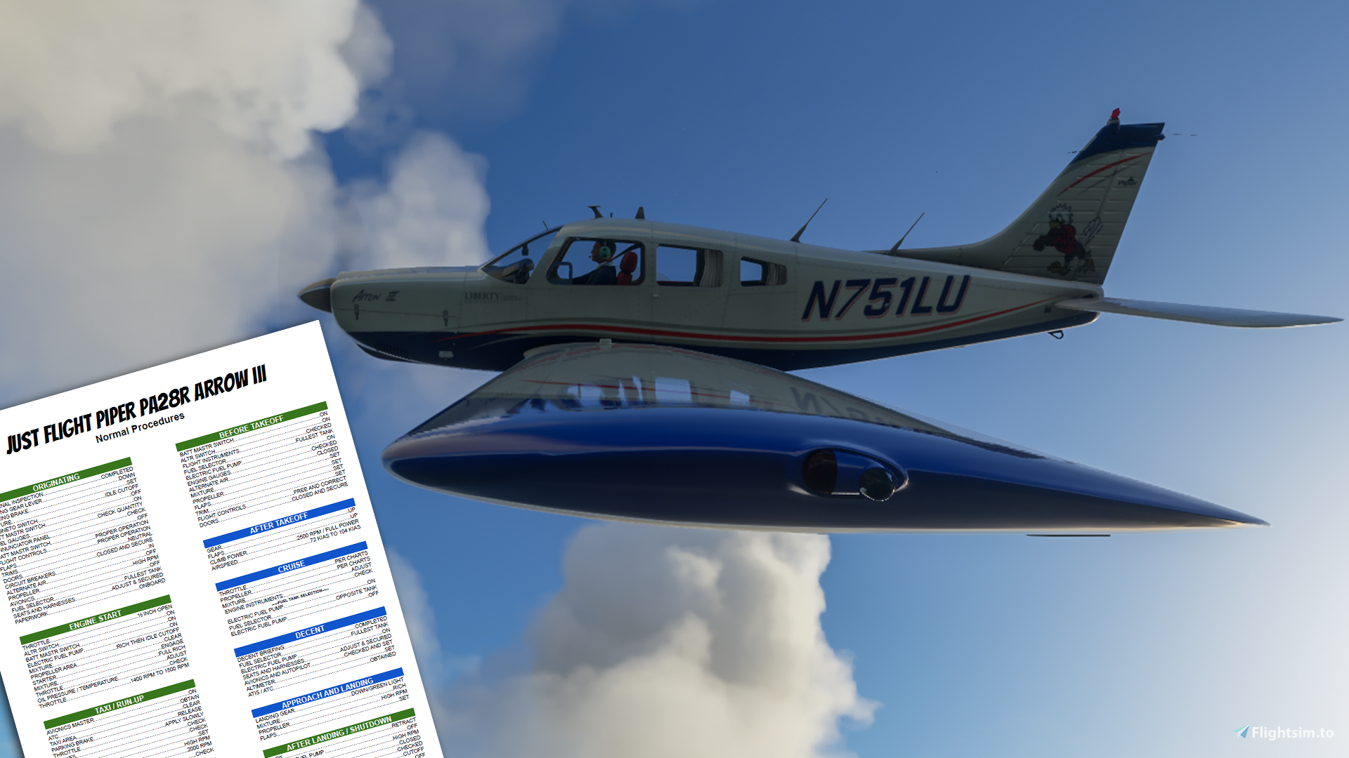 JUSTFLIGHT Piper PA28R Arrow III Checklist - Image 1