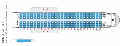 British Airways A320 CabinLayout for SLC