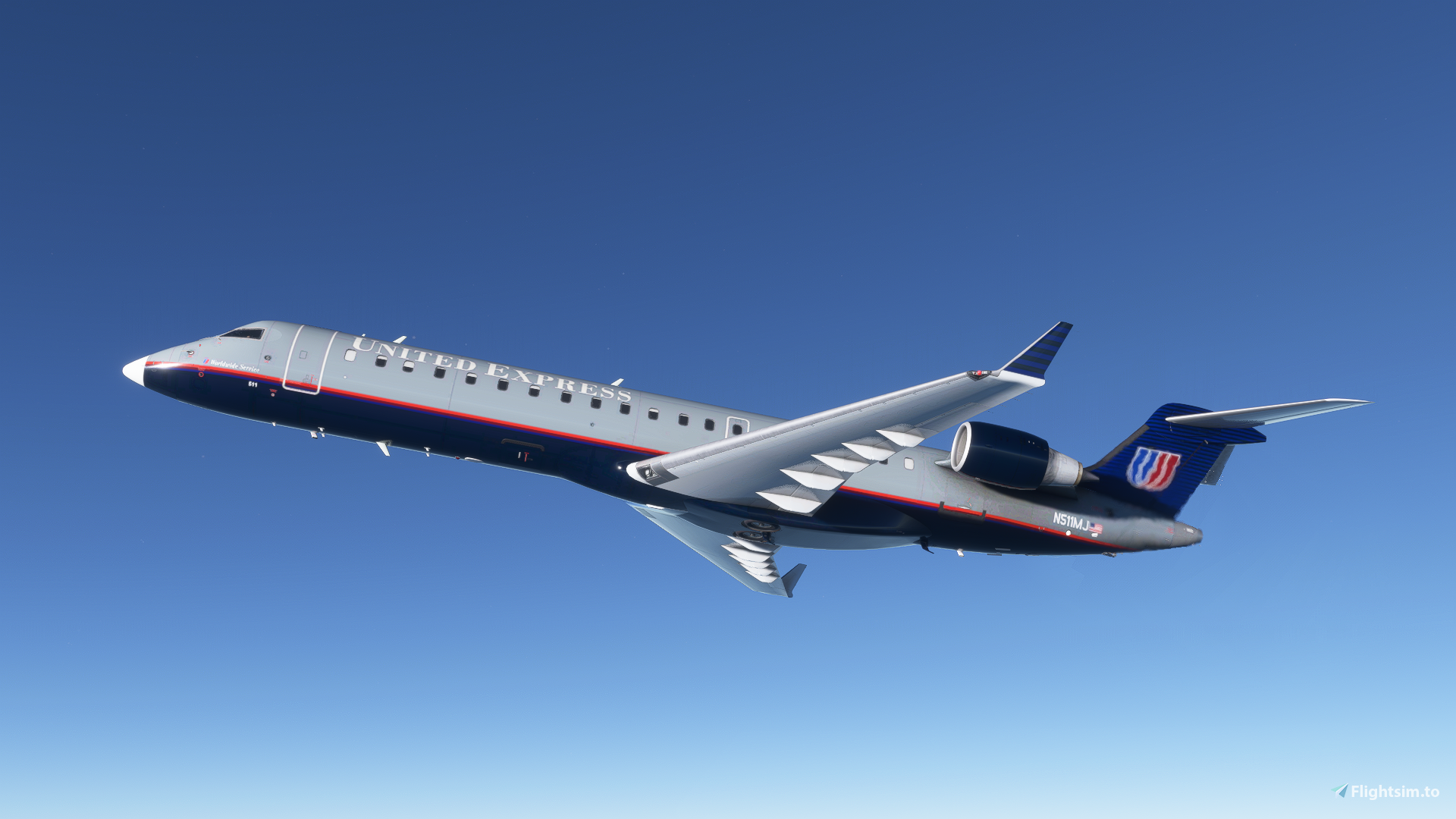 Aerosoft CRJ-700 United Express Battleship Grey N511MJ - Image 1