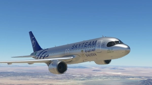 A320 Saudia Skyteam silver livery 8K  thumbnail 5