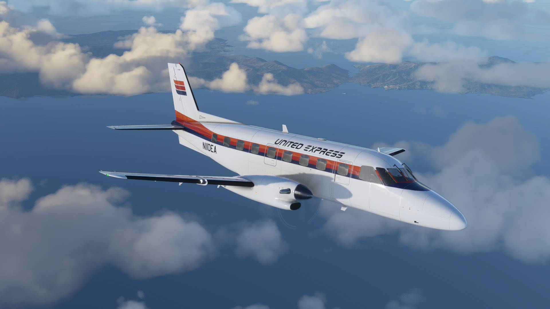 NextGen Simulations EMB-110 Bandeirante United Express "Rainbow" N110EA - Image 1
