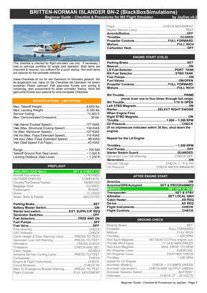 BN 2 Islander - JDs Comprehensive Checklist & Procedures thumbnail 1