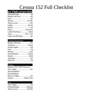 Cessna 152 complete Checklist (PDF) thumbnail 2