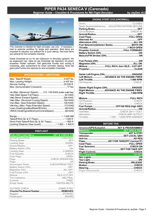 PA 34T Seneca V - Guide Checklist & Procedures  thumbnail 1