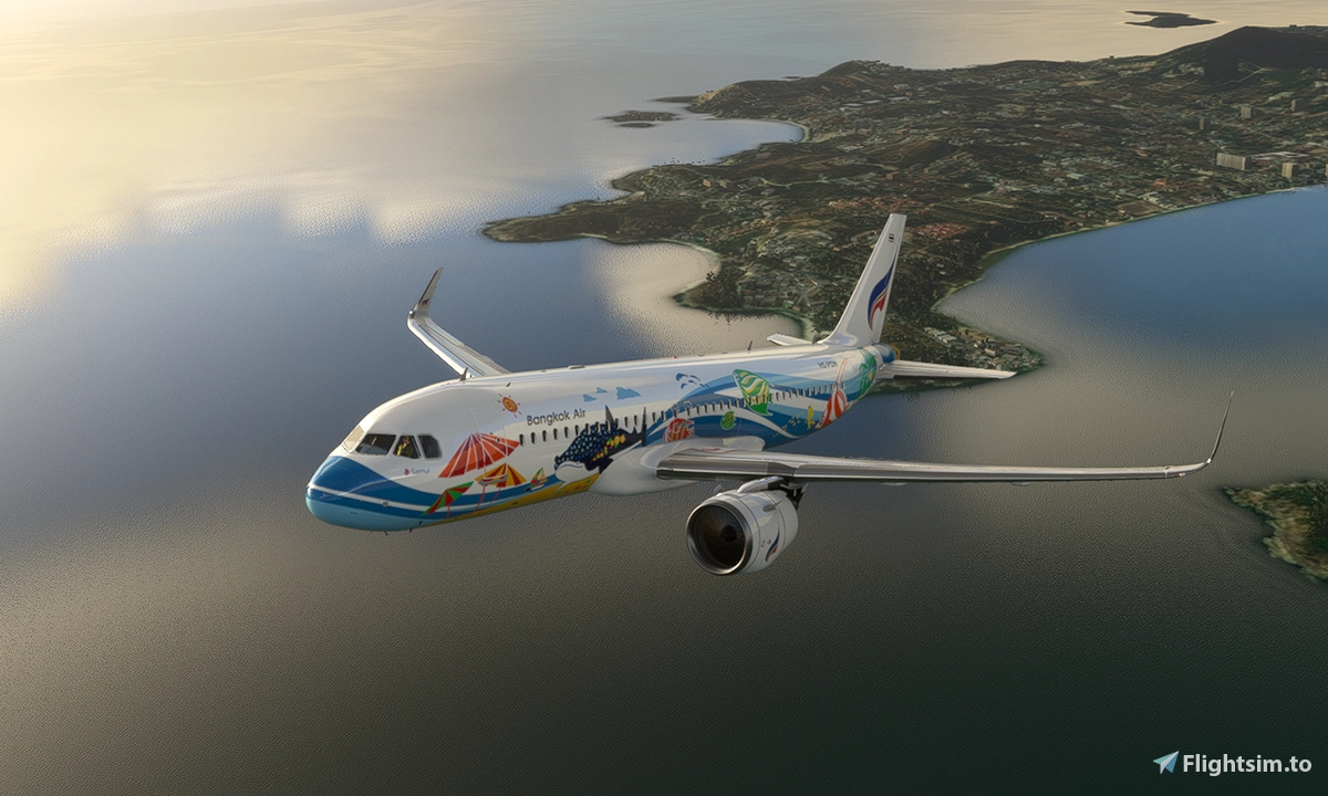 A320 Bangkok Airlines HS-PGW Samui Livery 8K - Asobo version - Image 2