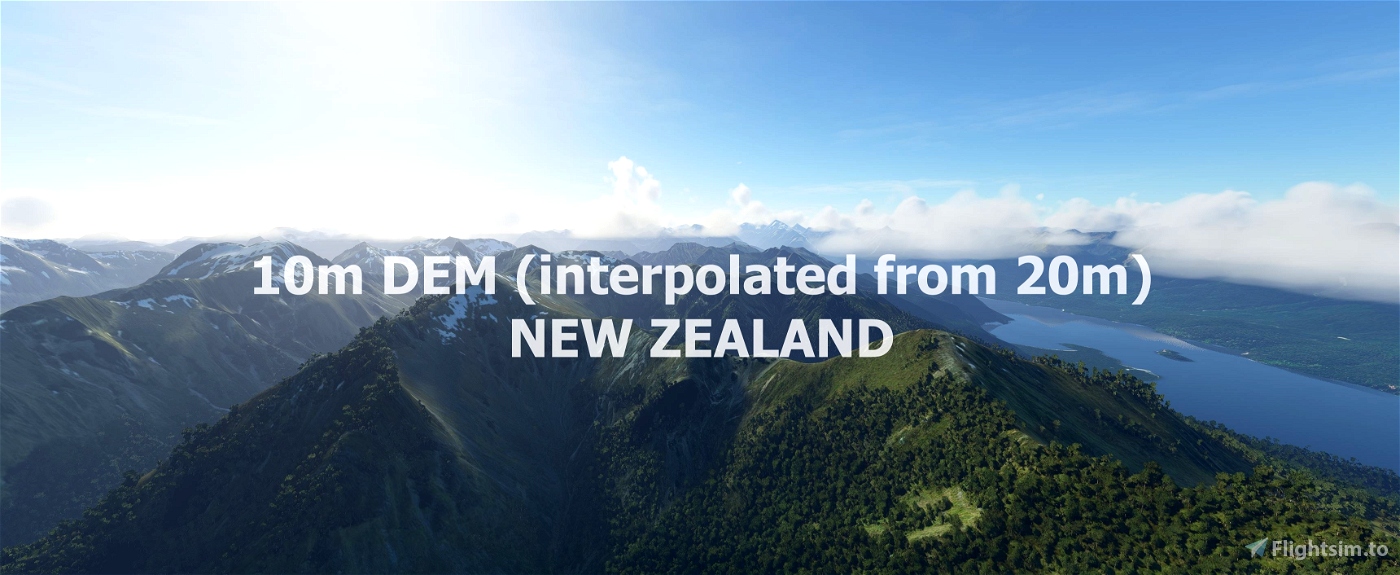NEW ZEALAND 10m DEM - High Resolution Terrain Elevation Data interpolated from 20m - Part 1 Microsoft Flight Simulator