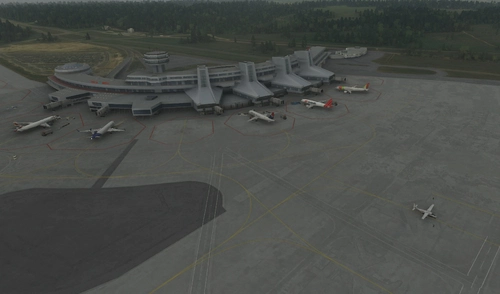 Minsk 2 airport (UMMS) with default terminal change.