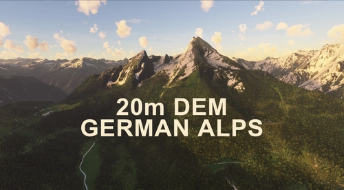 GERMAN ALPS 20m DEM - High Resolution Terrain Elevation Data from LIDAR Imaging 