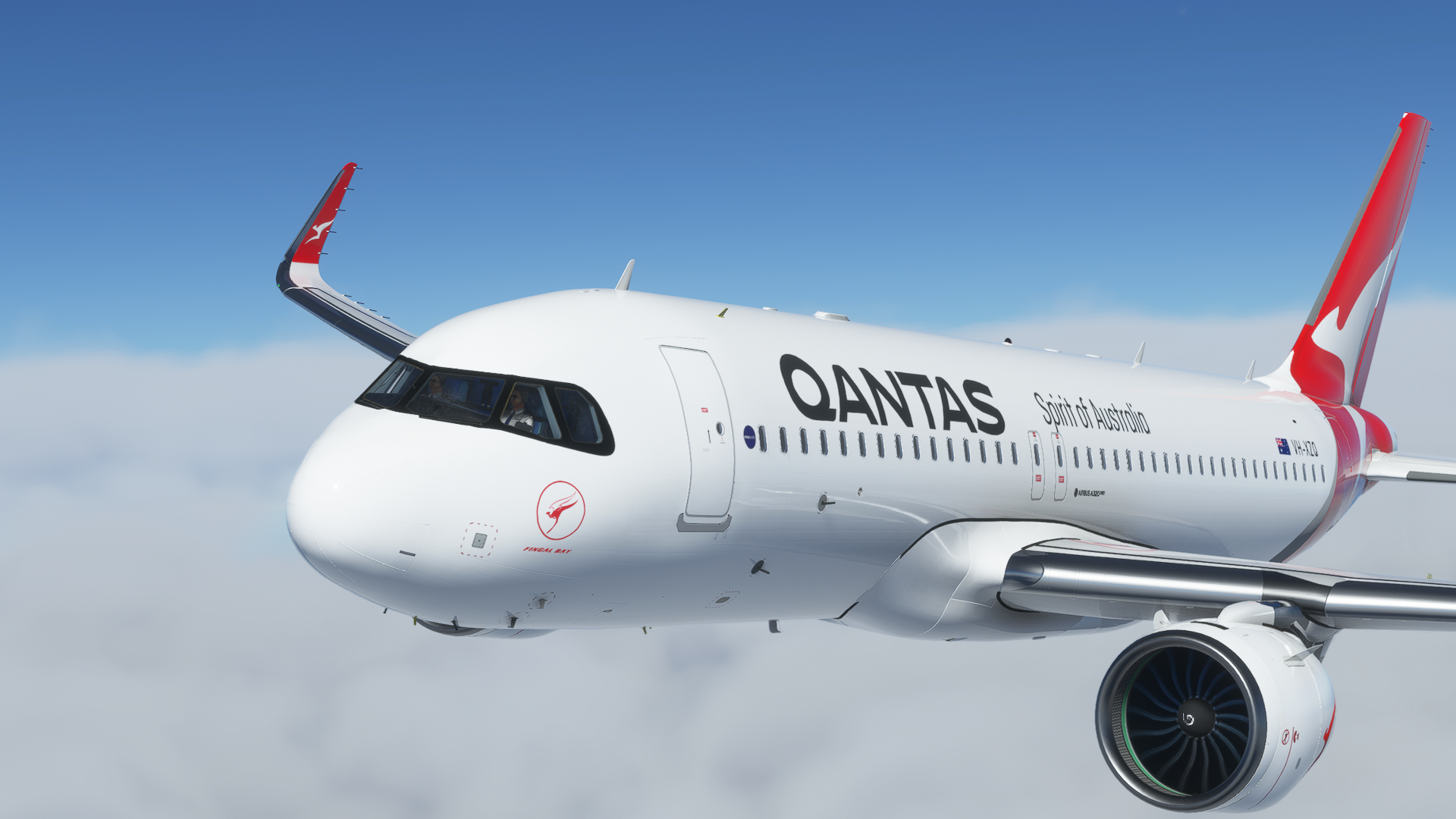 [A32NX] (13bandit) A320neo Qantas Airways [8k] - VH-XZQ - Silver Roo "Fingal Bay" - Image 1