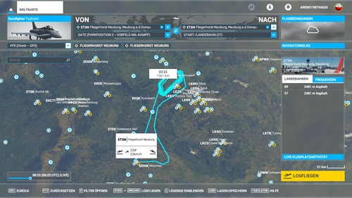 Flight Plan Air Refueling Area Saxon Germany Abflug Eurofighter ETSN Fliegerhorst Neuburg