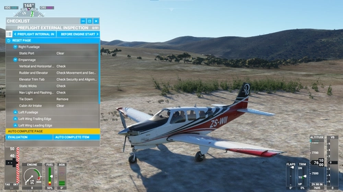 Checklist for Asobo's Beechcraft Bonanza G36