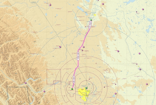 VFR flightplan GPS route from Red Deer CYQF to Calgary Springbank CYBW