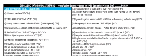 DOUGLAS DC6 (PMDG) - CHECKLIST 